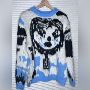 Choolay Jacquard Knit Ling Sleeve Sweater Tie Dye Graffiti Artsy Streetwear S